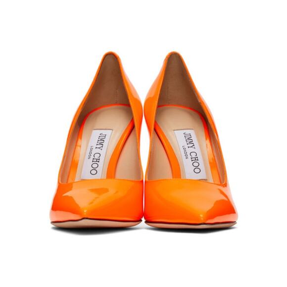 Jimmy Choo Love 100 Neon Orange Patent Leather Pumps Size 39 EU - Picture 3 of 12